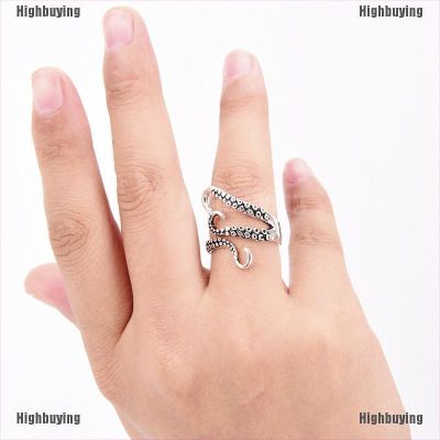 Hbid Glory Vintage Silver Fashion Adjustable Octopus Ring Sea Monster Finger Ring Jelly