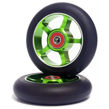 2 Pcs 100Mm Scooter Replacement Wheels With Bearing Stunt Scooter Pu Wheels  For Rocking Cars, Extreme Cars, Scooters