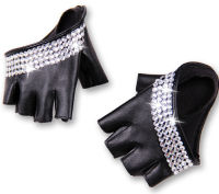 womens fashion half palm semi- finger pu leather Rhinestone gloves mens fingerless hip-hop personality diy gloves