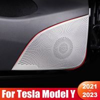 For Tesla Model 3 Y 2021 2022 2023 2024 Car Door Audio Speaker Cover Loudspeaker Tweeter Stickers Stainless Steel Accessories