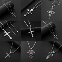 Fashion Cross Pendant Necklace Women Men Stainless Steel Link Chain Charm Necklace Cool Boys Girls Punk Hip Hop Jewelry Gift