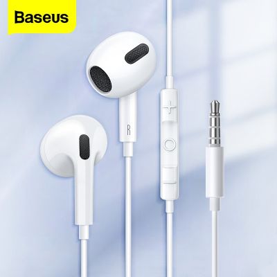 Baseus H17หูฟังมีสาย3.5มม. พร้อมหูฟังแบบเสียบหูควบคุมสายไมโครโฟนสำหรับชุดหูฟังเอียร์บัดสำหรับฟังเพลงกีฬาในหูมอนิเตอร์