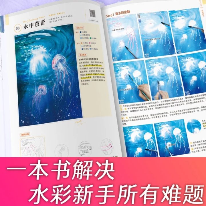 2022คลื่นชุดภาพวาดสีน้ำภูมิทัศน์หนังสือกวดวิชามหาสมุทรแม่น้ำธีมการวาดภาพสีน้ำเทคนิคหนังสือ