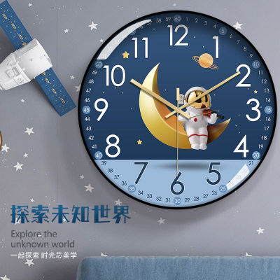 นาฬิกาติดผนังห้องเด็กลายการ์ตูนน่ารักนาฬิกาควอตซ์บ้านห้องนั่งเล่นห้องนอนเงียบนาฬิกากลม Clockpengluomaoyi