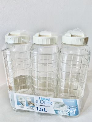 ขวดน้ำดื่มพลาสติก ฝาสีขาว สำหรับใส่ตู้เย็น Lock&amp;Lock แบบเหลี่ยม ขนาด 1.5 ลิตร