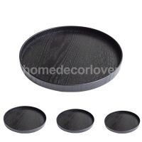 Round Wooden Plate Food Snack Serving Trays Salad Bowl Platter Black 21/24//2730cm