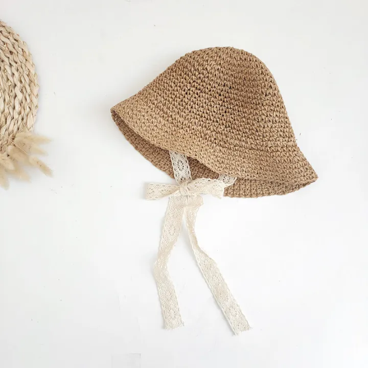 แฟชั่นลูกไม้เด็กหมวกฤดูร้อนฟางโบว์เด็กสาวหมวกชายหาดเด็กปานามาหมวกเจ้าหญิงเด็กหมวกและหมวกสำหรับเด็ก-d-ropshipping