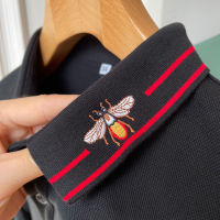 High End Fashion Bee Embroidery 100 Cotton Polo Shirt Mens Long Sleeve Lapel T-shirt 2022 Spring and Autumn Loose Casual Top