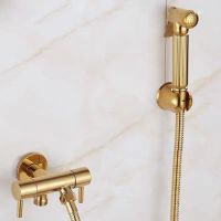 Toilet Bidet Faucet Bathroom Bidet Mixer Tap Gold Brass Bath Shower Blow-fed Spray Gun Nozzle Bidet Faucet Single Cold Water Tap