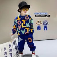 Autumn Childrens Clothes Boy Cotton Pullover Sweatshirt and Pants Set Baby Girl Letter Print Sweatshirt Sweatpant Tracksuit