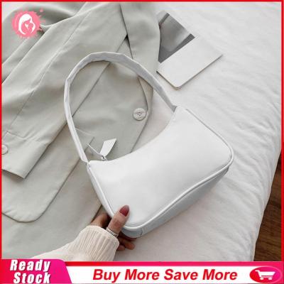 ผู้หญิงที่เรียบง่ายสง่างามกระเป๋าสะพายไหล่ขนาดเล็กกระเป๋าถือสายมีสีบริสุทธิ์ (สีขาว)