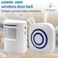 ◑☋ Split-type Infrared Sensor Wireless Doorbell Motion Detector Alarm System Commercial Welcome Bell 110-240V 38 Tones Receiver New