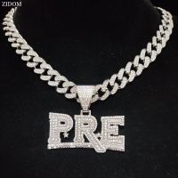 【DT】hot！ Men Hip Hop PRE  Pendant Necklace with 13mm Cuban Chain Hiphop Iced Out Necklaces Fashion Jewelry Gifts