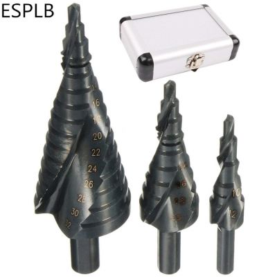 ESPLB 3pcs HSS Cobalt Step Drills Bit 4-32MM High Speed Steel Nitrogen Spiral Triangle Shank Drill Bit Set for Metal Cone
