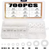 【CW】 700 Pcs White Nylon Flat Washers Gasket Round Spacer Seals Assortment Set for Mechanical M2-M12