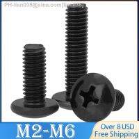 10Pcs M2 M2.5 M3 M3.5 M4 M5 M6 TM Screws Phillips Truss Mushroom Head Screw Black Plated Electronic Carbon Steel Screws