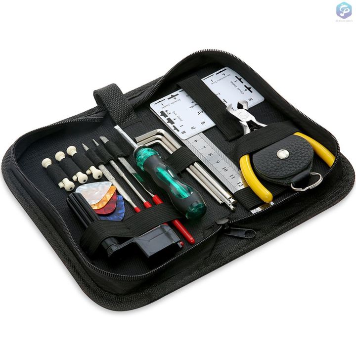 j-amp-f-ammoon-guitar-repairing-maintenance-cleaning-tool-kit-includes-string-action-ruler-amp-gauge-measuring-tool-amp-hex-wrench-set-amp-files-amp-string-winder-amp-string-cutter-amp-bridge-pins-amp