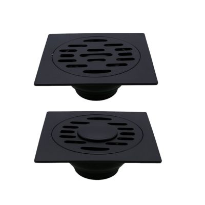 Black Bathroom Square Shower Drain Stainless Steel Floor Drain Trap Waste Grate Round Cover Hair Strainer  by Hs2023
