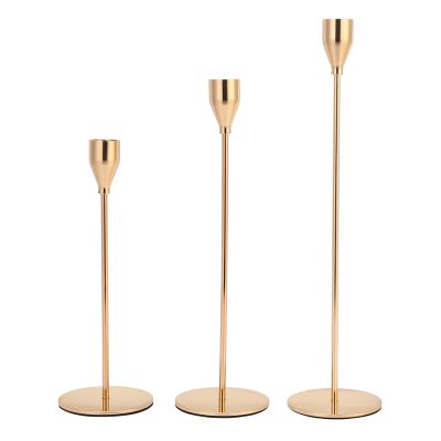3Pcs/Set Chinese Style Metal Candle Holders Simple Golden Wedding Decoration Bar Party Living Room Decor Home Decor Candlestick