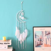 ตาข่ายดักฝันงานทำมือขนาดเล็ก Moon Wind Chimes Dream Catcher ตาข่ายแขวนตกแต่งเครื่องประดับสำหรับห้องรถ