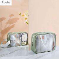 RUOHE กระเป๋าเครื่องสำอาง PVC,กระเป๋าเข้าห้องน้ำซิปจัดระเบียบขนาดใหญ่น่ารักกันน้ำความจุมากกระเป๋าใส่การเดินทางกระเป๋าสัมภาระ