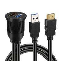 Xin USB 3.0 และ HDMI TO HDMI + USB3.0 AUX ส่วนต่อขยายแดชบอร์ดเมาท์สายเคเบิล