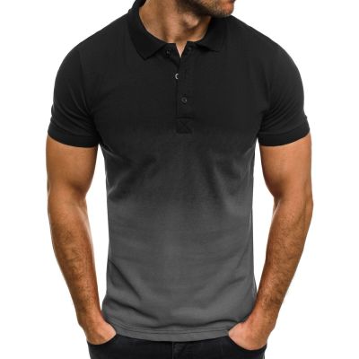 Men Shirt Short Sleeve Polo Shirt Contrast Color Summer Streetwear Casual Fashion Men Tees