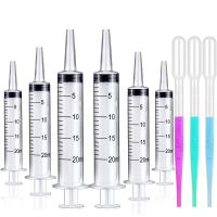 ✧☏☑ 50 Pack 20ml Large Plastic Syringe Tools for Liquid Lip Gloss Measuring Scientific Labs Feeding Pets Sterile Individually Sealed