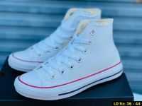 รองเท้าConverse All Star Hi-Top Trainers Leather White SIZE.36-44 รองเท้าผ้าใบคอนเวิส รองเท้าหนังสีขาว รองเท้าผ้าใบผู้ชาย รองเท้าใส่เที่ยว ใส่สบาย ทรงสวย