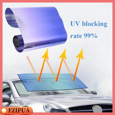 FZIPUA อุปกรณ์เสริมกันแสงยูวี ฟิล์มเปลี่ยนสีได้ ฟิล์มกรองแสงติดหน้าต่างพลังงานแสงอาทิตย์ ที่ป้องกันแสงแดด กระจกบังลมหน้า ฟิล์มสีอ่อนบังแดด ที่บังแดดรถยนต์ ฟิล์มบังแดด
