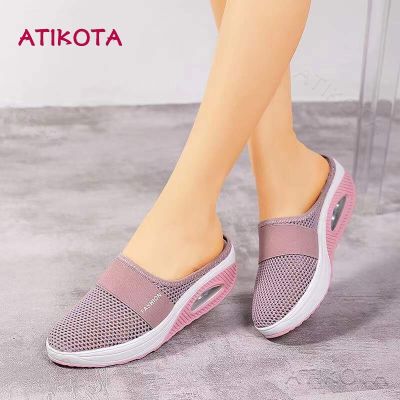 ❖✧☢ Atikota รองเท้าสลิปออน ลําลอง ระบายอากาศ เบา เหมาะกับใส่ทํางาน สําหรับผู้หญิง