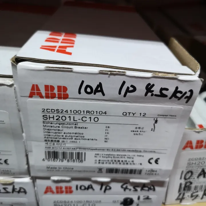 ABB SH201L-C10 1POLE 10A 4.5KA MCB (MINIATURE CIRCUIT BREAKER) 1 BOX ...