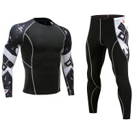 Mens Compression Sportswear Set Running Cycling Gym Fitness Quick-Drying T-shirt Tights Suit Male Sports Clothing Rash Guard