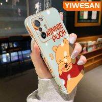 YIWESAN เคสสำหรับ Xiaomi MI 12T Pro 11T Pro น่ารักดีไซน์ใหม่วินนี่ช้อนส้อมมีดหมีพูห์นิ่มนิ่มดูหรูหราเคสโทรศัพท์มีลายชุบเคลือบแฟชั่นเคสป้องกันเลนส์กล้องคลุมทั้งหมด