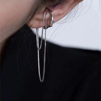 Rock Gold Silver Color Long Chain Tassel Clip Earrings For Women Girls 2021 New Fake Piercing Cuff Earring Earcuff Ear Jewelry