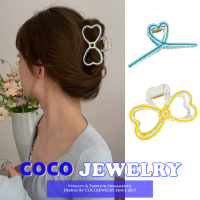 COCOJEWELRY คลิปวิกผมปลอมทำลอนย้อมสีใสรูปหัวใจติดโบว์2ชิ้น/เซ็ตสำหรับเครื่องประดับผมแฟชั่นสำหรับผู้หญิง