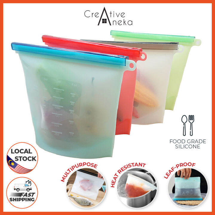 [LOCAL STOCK] Reusable Silicone Food Storage Bag BPAFree Foodgrade