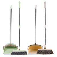 Dust Broom and Pan Set Broom with Dustpan Combo Set 180 Degree Rotatable Stiff Broom Dust pan with Long Handle for Indoor Outdoor Kitchen Room Lobby Cleaning feasible