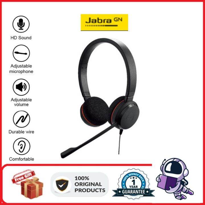 ☎Jabra EVOLVE 20 DUO Wired Headset Adjustable Microphone Wire