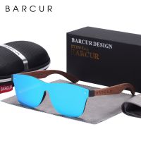 BARCUR แว่นตากันแดดกรอบไม้แว่นตากันแดดสีดำวอลนัทธรรมชาติสำหรับผู้ชายแว่นตาผู้หญิงแว่นตาโพลาไรซ์ UV400 Oculos De Sol นาฬิกาสำหรับผู้หญิง