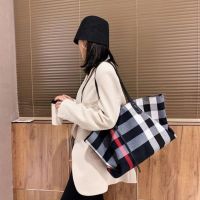 Brand Lady Tote Large Capacity Shopping Bag Shoulder Bag Handbags Temperament Girl All-match Bags Trend Plaid PU Female Bags