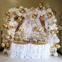 125pcs White Gold Balloon Garland Arch Kit Gold Dot Chrome Metallic Latex Ballon for Wedding Birthday Christmas Party Decor