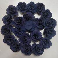 [HOT!] New 20Pieces/Bag Navy Blue Rose Handmade 3.5CM Fabric Rose Cotton Cloth Flowers Hand DIY Wedding Bouquet Flower Hair Accessories