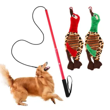 Interactive Dog Flirt Pole Toys With Leash Braided Cotton Rope Pet Bite  Chew Tug