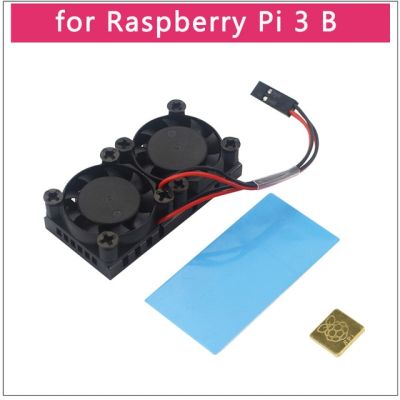【❖New Hot❖】 fuchijin77 Raspberry Pi 4 B แผงวงจร Pcb พัดลมซีพียูคู่พัดลมทำความเย็นโมดูลคูลเลอร์ระบายความร้อนสำหรับ Raspberry Pi 3 Model B Plus/ 3b / 4b