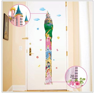 [24 Home Accessories] Prinzessin Castal Höhe Mesen Lineal Wand Aufkleber Für Mädchen Zimmer DIY 3d Wachstum Chart Wallpaper Home Dekoration