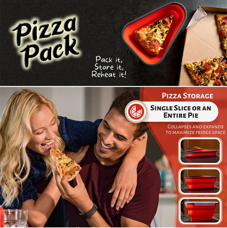 PIZZA PACK The Perfect Reusable Pizza Storage Container with 5 Microwavable  Serving Trays - BPA-Free Adjustable Pizza Slice Container to Organize 