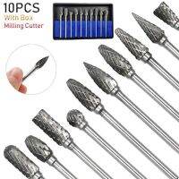 ┋ 10 PCS Tungsten Carbide Steel Rotary File Set Grinders Accessories Burr Woodworking Milling Cutter Titanium Plated Engraving Set