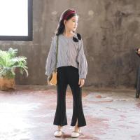 3-14Years Kids Girls Long Sleeve Striped T Shirt + Flared Pants Trousers Set Fashional Clothes Set