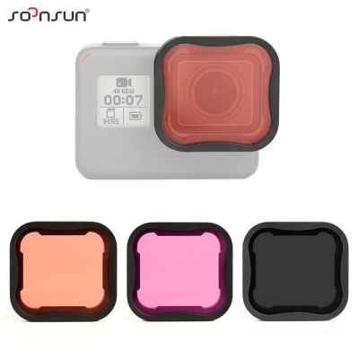 【Pre-order】 SOONSUN 3-Pack Filters Kit ND8 Filter Red Magenta Lens Dive Filter สำหรับ Hero 7 6 5 Black Go Pro 7อุปกรณ์เสริมตัวกรอง